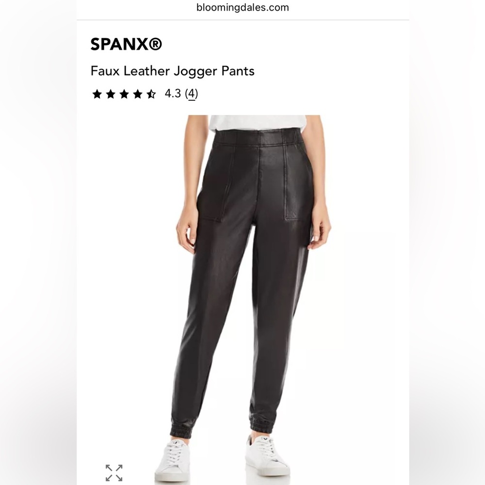 NWOT Spanx Leather-Like Jogger Pants Faux Leather Black XS